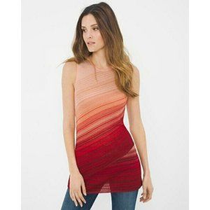 NWT White House Black Market Sleeveless Red Ombre Metallic Tunic Sweater Sz Med